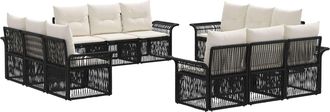 vidaXL Conjunto De Sof&aacute;s De Jard&iacute;n 12 Uds. Negro Rat&aacute;n Sint&eacute;tico Vidaxl