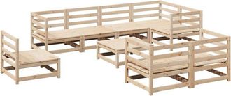 vidaXL Juego De Sof&aacute;s De Jard&iacute;n 9 Pzas Madera Maciza De Pino Vidaxl