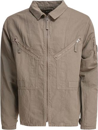 C.P. Company C.p. Company, Jassen, Heren, Grijs, S, Katoen, Grijze Jas met Ritssluiting Zakken