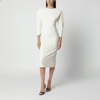 Andamane Abito midi bianco latte con spalle arrotondate