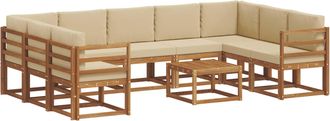 vidaXL Conjunto De Sof&aacute;s De Exterior 10 Uds. Natural Y Beige Vidaxl
