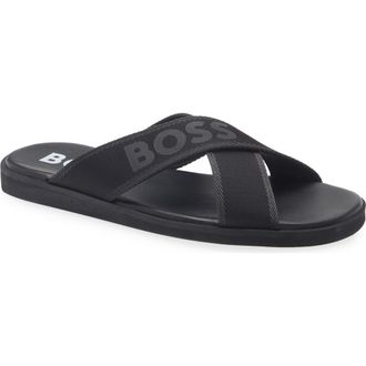 BOSS Darrel Slide Sandal in Black at Nordstrom Rack, Size 13Us / 12Uk