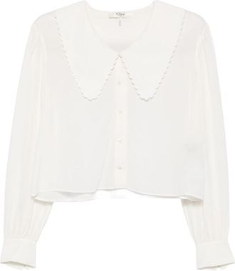 Chlo&eacute; White V Neck Top