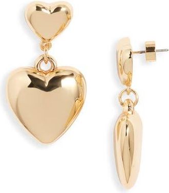 Nordstrom Puffy Heart Drop Earrings in Gold at Nordstrom Rack