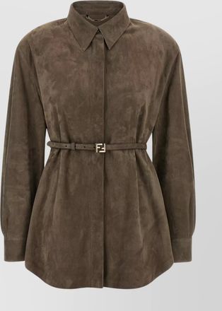 Fendi lamb leather suede oversized shirt