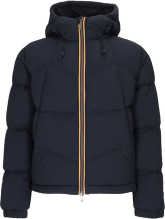 K-Way Padded Short Jacket With Quilted Design And Contrasting Trim