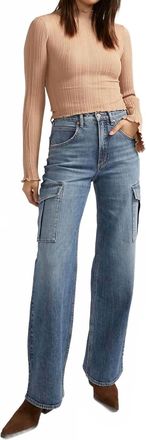 Silver Jeans Co Mid Rise Wide Leg Cargo Jeans In Indigo