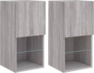 vidaXL Vidaxl - tv Cabinets with led Lights 2 pcs Grey Sonoma 30.5x30x60 cm