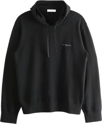 Givenchy Hoodies & sweatvesten, Heren, Zwart, M, Wol, Hoodie van wol en kasjmier met geborduurde Parijs