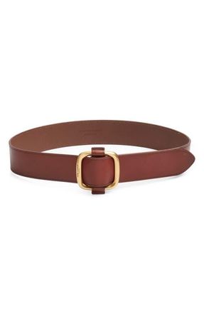 Saint Laurent Large Buckle Leather Belt in Dark Brown Choco at Nordstrom, Size 100