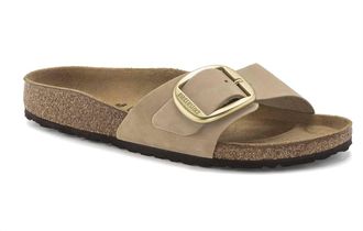 Birkenstock Womens Madrid Big Buckle Nubuck Leather Sandals In Sandcastle
