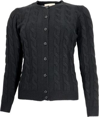 Cashmere Company Gevlochten Slim Fit Vest Zwart - Dames - Vesten - Zwart - XL - Wol - Truien & Vesten