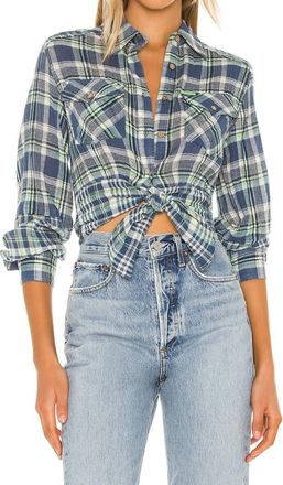Free People First Bloom Plaid Shirt In Blue