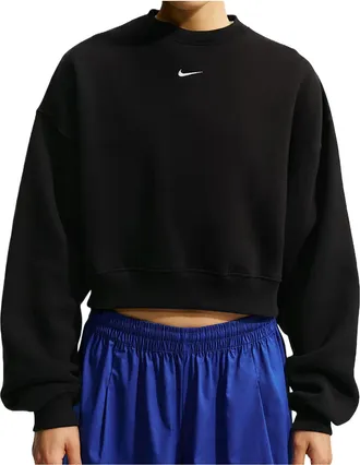 Nike (WMNS) Nike Studio Fleece Medium Weight Oversized Cropped Crew Total Black Sail IM8497-001