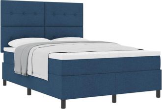 vidaXL Box Spring Bed with Mattress Blue 140 x 200 cm Fabric vidaXL