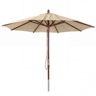 Hhg [nunca Usado] Sombrilla De Madera Para Hosteler&iacute;a Hhg-487b, Sombrilla De Jard&iacute;n, Poli&eacute;ster/madera 14 Kg, Redonda &Oslash;3 M, Cable De Tracci&oacute;n A Prueba De G
