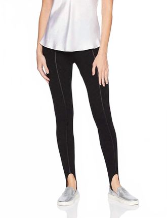Lyss&eacute; Womens Stirrup Leather Inset Legging In Black