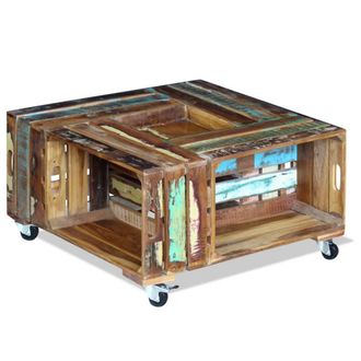 vidaXL Mesa De Centro Madera Maciza Reciclada 70x70x35 Cm Vidaxl