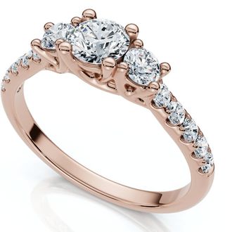 Pompeii3 3/4ct Elira Three Stone Diamond Ring 10K Gold Lab Grown