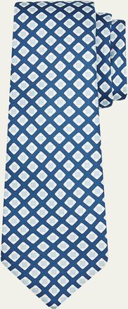 Kiton Mens Geometric Square Silk 7-Fold Tie