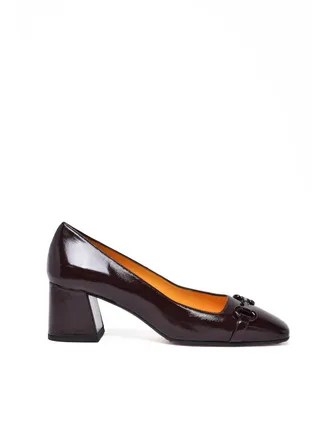 Mara Bini Chocolate Leather Chain Pumps