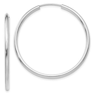 Diamond2Deal 10k White Gold Round Endless Hoop Earrings 1.78g