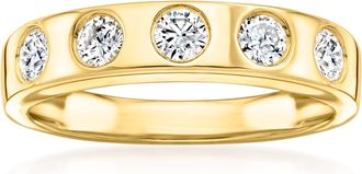 Ross-Simons Lab-Grown Diamond 5-Stone Ring in 18kt Gold Over Sterling