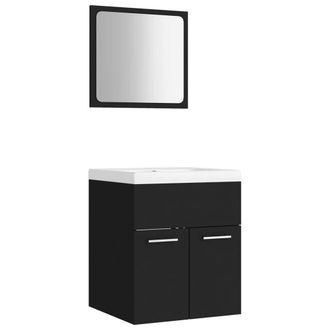 Berkfield Home Bathroom Furniture Set Black Engineered Wood