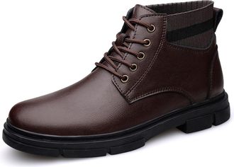 Generic Ankle Boots For Men Non Slip Wearable Derby Elastic Bandage PU Casual Classic(Brown,5.5 UK)