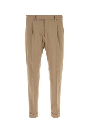 Pantaloni Torino Beige Tapered Pleated Trousers