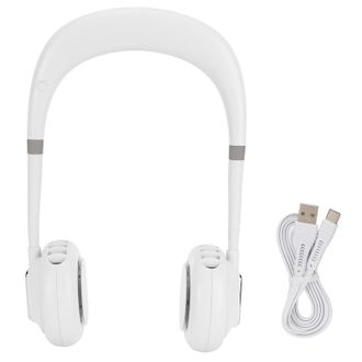 OEM Mini Ventilador Personal Plegable Para Llevar En El Cuello, Recargable Por Usb, 3 Velocidades Con Control De Flujo De Aire, Blanco