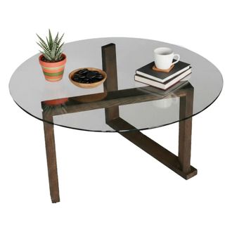 Dmora Mesa De Caf&eacute; Dimmobil, Mesa De Centro Baja, Revistero Para Sof&aacute;, Estante De La Sala De Estar, 80x80h41 Cm, Nuez - Dmora