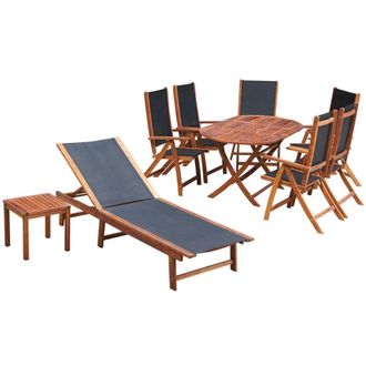 Berkfield Home 9 Piece Outdoor Dining Set with Cushions Solid Acacia Wood in Brown