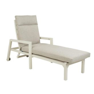 ED&Egrave;N JARD&Iacute; Tumbona reclinable, con coj&iacute;n, aluminio, color blanco, 220x68x99 cm