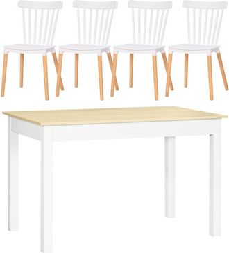 HOMCOM Homcom - conjunto de comedor 5 piezas juego de 1 mesa y 4 sillas con respaldo alto estilo moderno para cocina restaurante 48x52,5x83 cm 119x70x75 cm