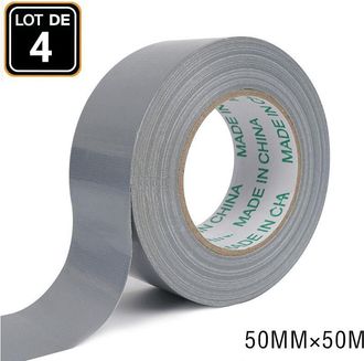 OEM Cinta Tejida De Alto Rendimiento Reforzada Con Plata - 4 Rollos De 50 Mm X 50 M - Ideal Para Alfombras Impermeables Y Cortavientos
