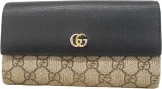 Gucci Black Brown Pvc Leather Long Wallet (Bi-Fold) (Pre-Owned)