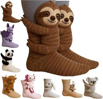 Generic Knitted floor socks with Christmas animals, cute warm slipper socks, suitable for home wear in autumn and winter