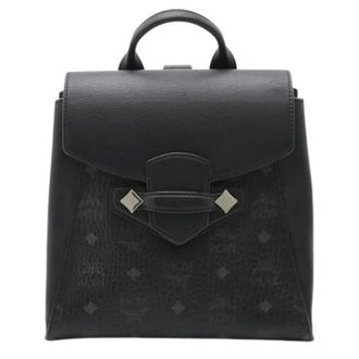 MCM Pre-owned Visetos Logo Rugzak Gecoat Canvas Leer - Dames - Pre-owned - Zwart - Maat: ONE Size Leer