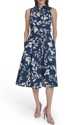 Calvin Klein Sleeveless Cotton Shirtdress in Indigo/Cashew at Nordstrom Rack, Size 10