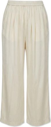Forte_Forte Zijden Broek - Dames - Wijde Broeken - Beige - S - Broeken