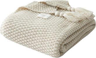 OEM Manta De Punto Con Pompones, Tejido Suave Calado, Para Sof&aacute; Y Cama, Apta Para Adultos Y Ni&ntilde;os