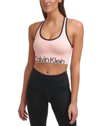 Calvin Klein Performance Mid-Impact Sports Bra In Peach Kiss
