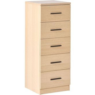 Beliani Cassettiera a 5 cassetti in MDF con finitura rovere marrone chiaro Kitimat