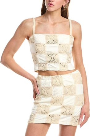 Vintage Havana Square Neck Crochet Patchwork Top