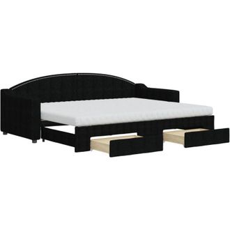 vidaXL Vidaxl - Sof&aacute; Cama Nido Con Cajones Tela Negro 80x200 Cm