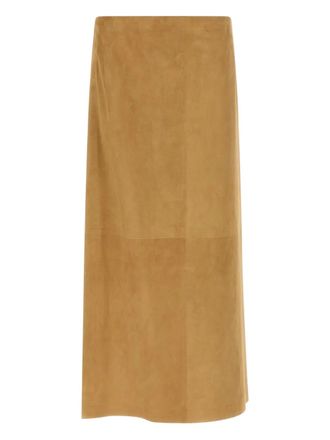 The Row Danas high-waist midi skirt - women - Calf Suede - 4 - Brown