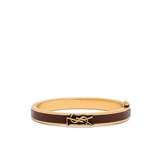 Saint Laurent Cassandre Logo Bracelet - female - Saint Laurent - Bracelets - Brown - M - Accessories
