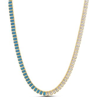 SHYMI Half and Half Tennis Necklace in Gold/turqouise at Nordstrom