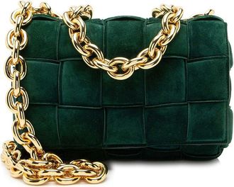 Bottega Veneta Suede Cassette Chain Maxi Shoulder Bag (Authentic Pre-Loved)